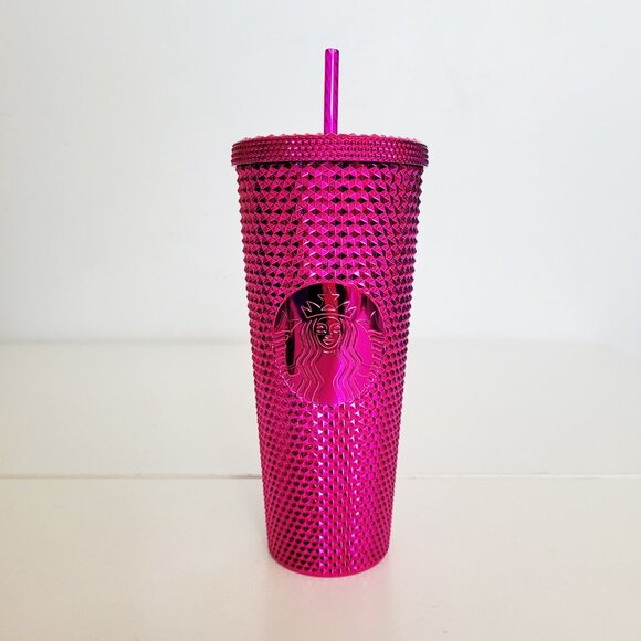 Starbucks Pink Sangria Metallic Venti 24 oz Tumbler w Straw and Ornament Lot - Picture 3 of 8